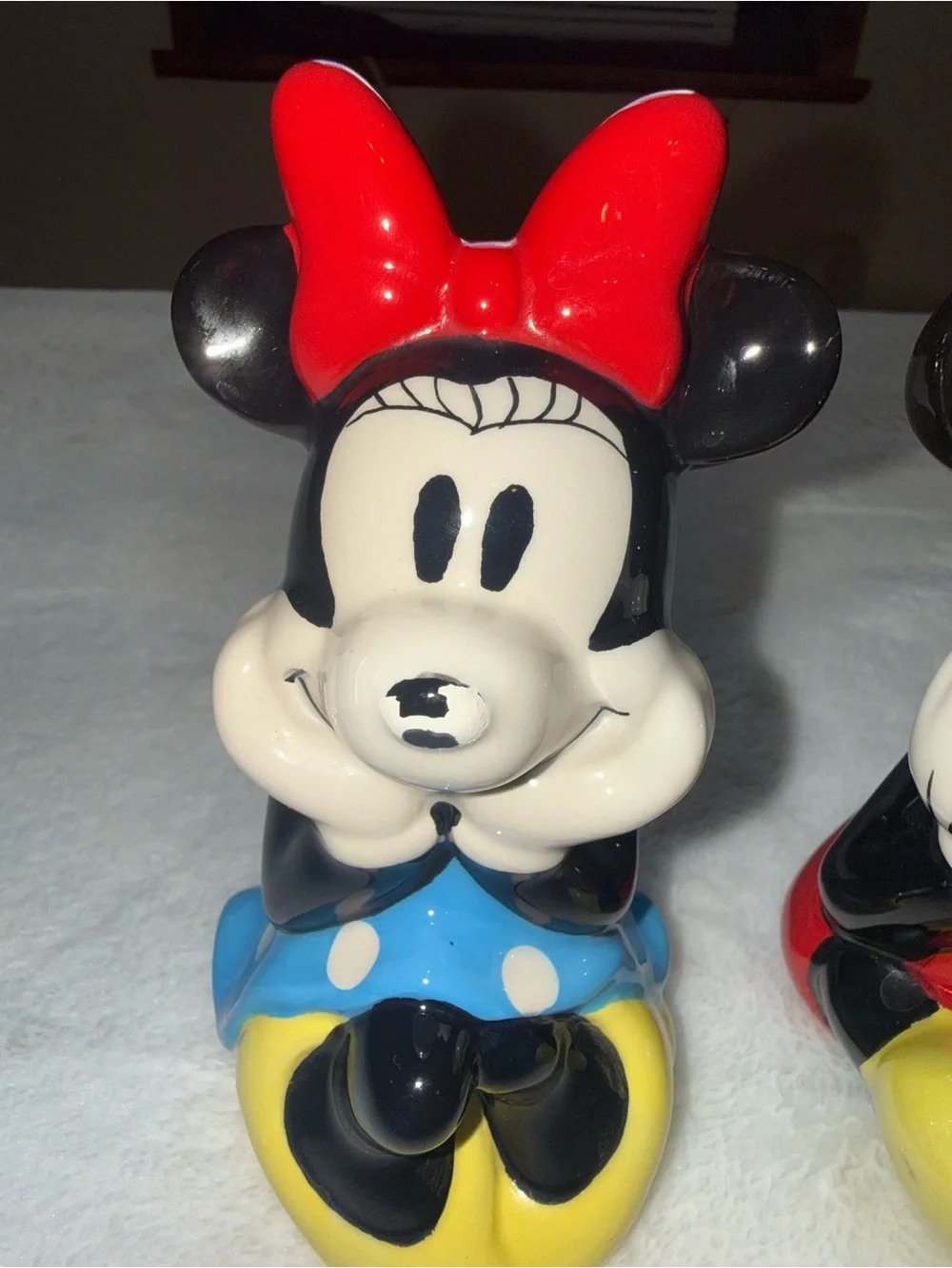 Disney Minnie & Mickey Ceramic Salt & Pepper Shaker Set - Red, Blue, Yellow